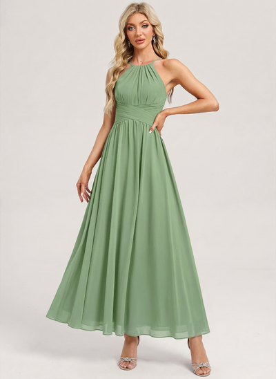 Kjole A-line kjole i Chiffon med Halterneck