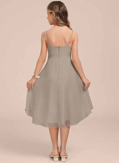taupe junior bridesmaid dress Halter Floor-Length Chiffon Junior Bridesmaid Dress, Dusty_Blue