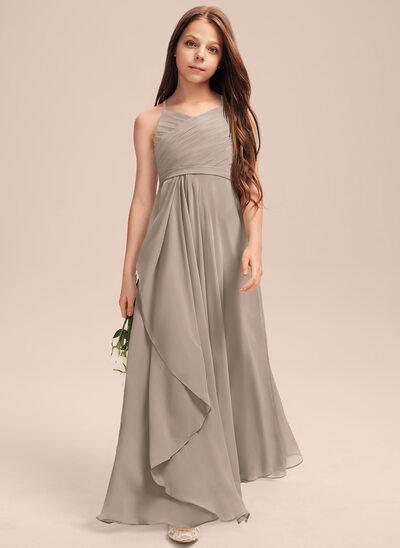 A-line Cascading Ruffles Chiffon Dress