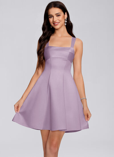 Square Ruched Satin Dress