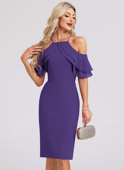 Cold Shoulder Chiffon Midi Dress
