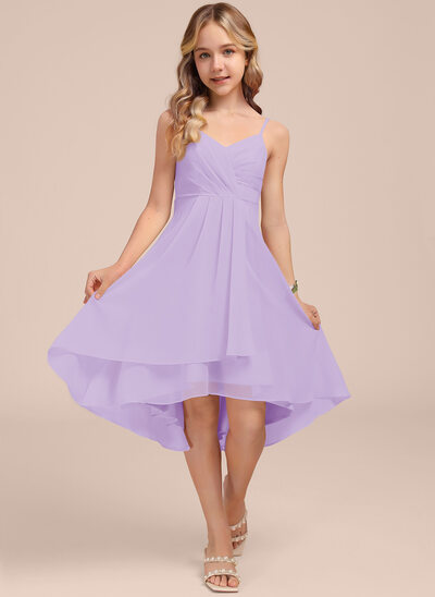 strapless open back dress Lilac Junior Bridesmaid Dresses,Long Junior Bridesmaid Dress,JB00007 main image 1
