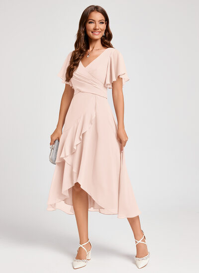 Robe midi avec volants en cascade en mousseline