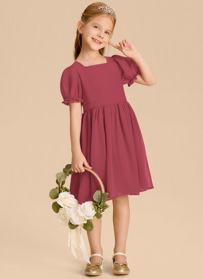 A-line Bow Chiffon Dress