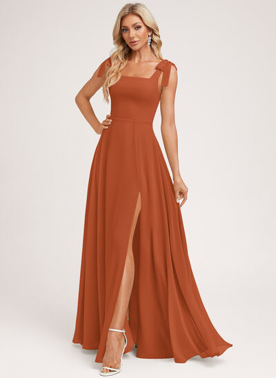 black bridesmaid dresses with white flowers Tie Shoulder V-Neck Burnt Orange Long Bridesmaid Dress – FancyVestido