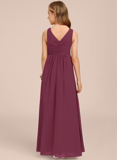 dusty blue long bridesmaid dresses Dusty Blue Halter Neck Slit A-line Chiffon Long Bridesmaid Prom Dress main image 1