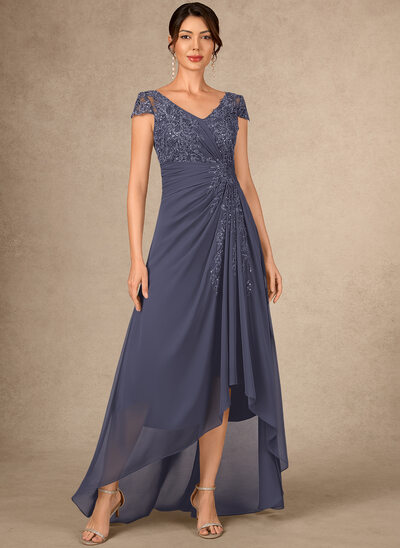 Vestido línea a con escote en v lentejuelas de encaje
