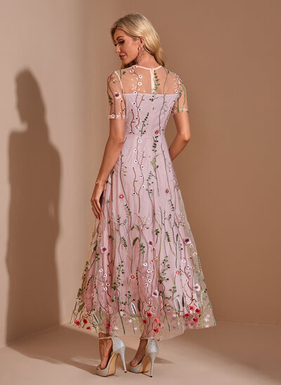 a line dress australia Spaghetti Straps Gold Lace A-line Backless Tulle Prom Dresses, FC2339 –  Dairy Bridal main image 0
