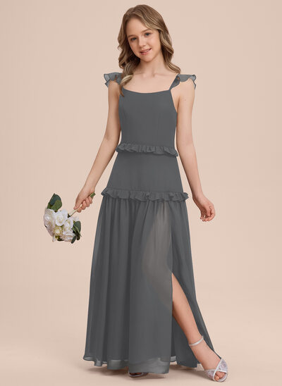 A-line Cascading Ruffles Chiffon Dress