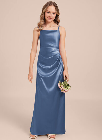 slate blue satin bridesmaid dresses Blue Satin Bridesmaid Dress main image 0