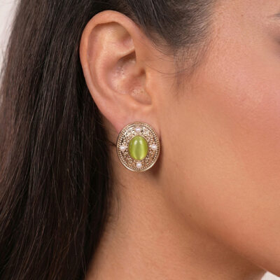 Elegant Oval Zircon Stud Earrings Quinceañera Party Jewelry