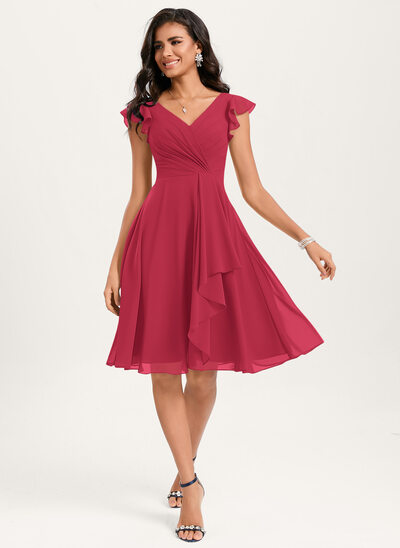 A-line Ruffle Chiffon Dress