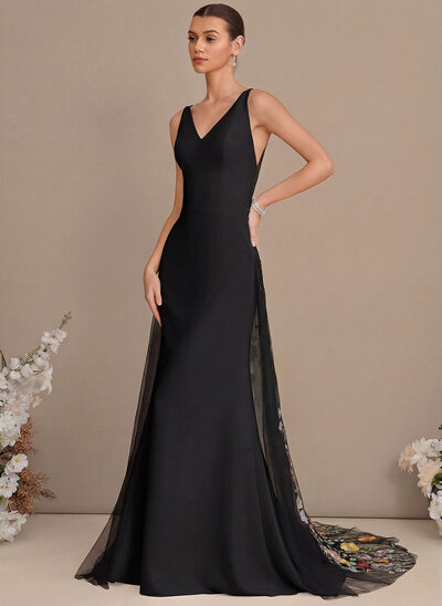 black crepe dresses Black Stretch Crepe Gown