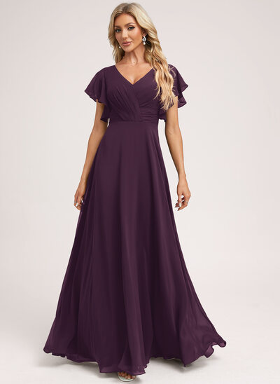 cheap grape bridesmaid dresses Plum Tulle Plunging Thin Straps Bridesmaid Dress main image 1