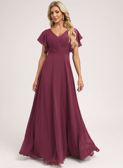 mulberry bridesmaid dress Mulberry Bridesmaid Dresses Straps Ruched Floor Length Sheath Bridesmaid  Dress With Slit main image 0