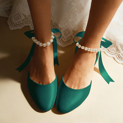 green dress shoes wedding Sage Green wedding shoes low Heels main image 0