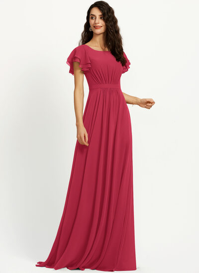 A-line Ruffle Chiffon Dress