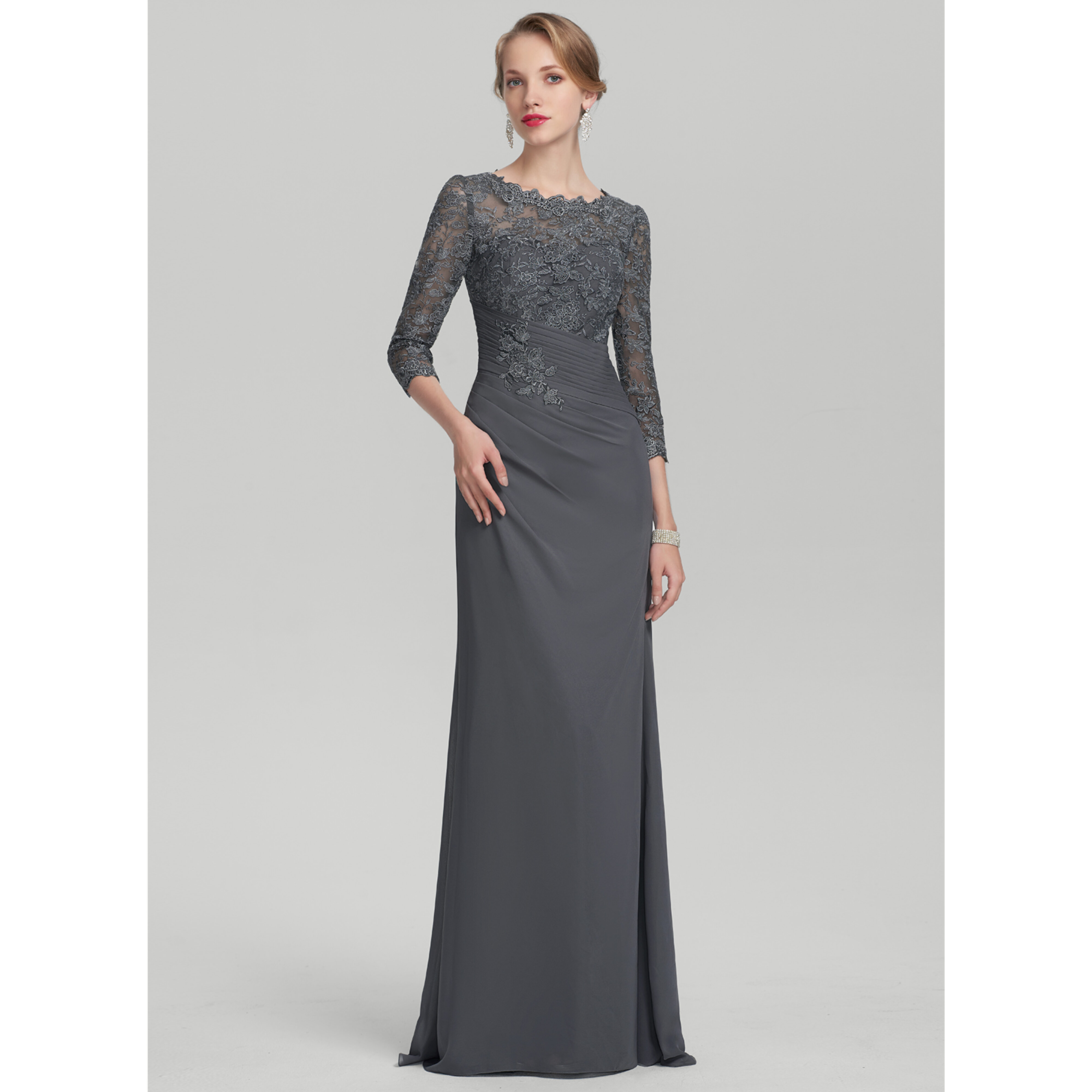 JJ's House Vela Sheath/Column Pleated Lace Mother of the Bride Dress