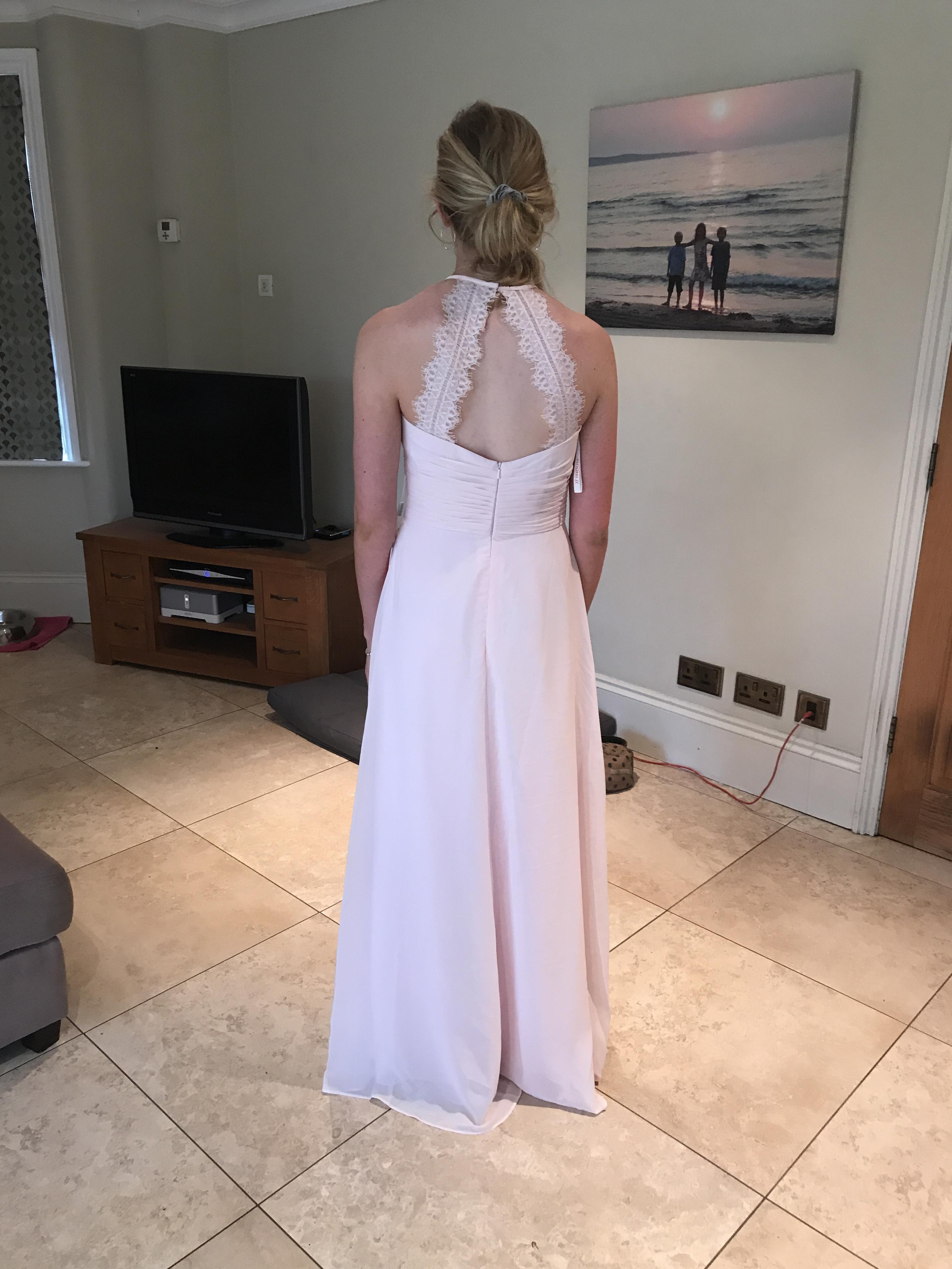 Stunning A-line Halter Empire Floor Length Chiffon Bridesmaid Gowns Dusty Rose